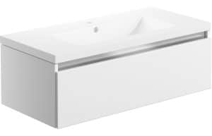 Carino 815mm 1 Drawer Wall Hung Basin Unit Inc. Basin - White Gloss