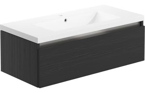 Carino 815mm 1 Drawer Wall Hung Basin Unit Inc. Basin - Graphitewood