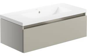 Carino 815mm 1 Drawer Wall Hung Basin Unit Inc. Basin - Latte