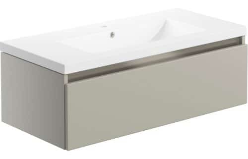 Carino 815mm 1 Drawer Wall Hung Basin Unit Inc. Basin - Latte