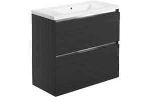 Carino 815mm 2 Drawer Floor Standing Basin Unit Inc. Basin - Graphitewood
