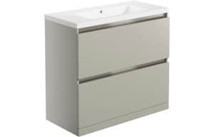 Carino 815mm 2 Drawer Floor Standing Basin Unit Inc. Basin - Latte