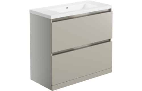 Carino 815mm 2 Drawer Floor Standing Basin Unit Inc. Basin - Latte