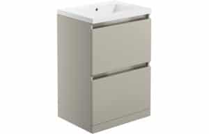 Carino 615mm 2 Drawer Floor Standing Basin Unit Inc. Basin - Latte