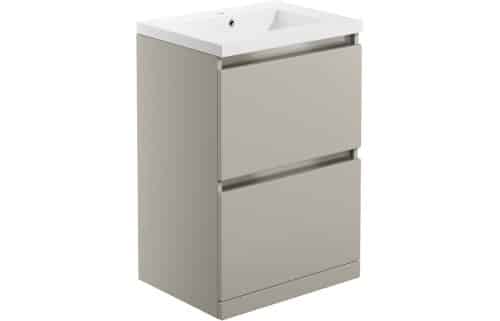 Carino 615mm 2 Drawer Floor Standing Basin Unit Inc. Basin - Latte