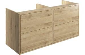 Perla 1200mm Wall Hung Basin Unit Run (No Top) - Havana Oak