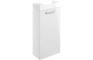 Volta 410mm Floor Standing 1 Door Basin Unit w/Basin - White Gloss