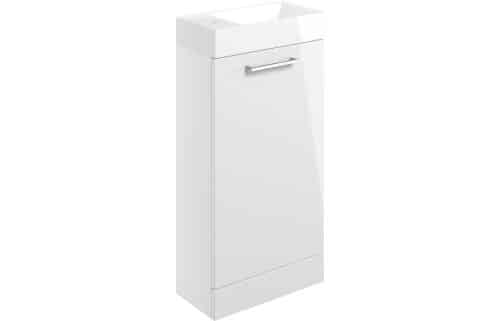 Volta 410mm Floor Standing 1 Door Basin Unit w/Basin - White Gloss