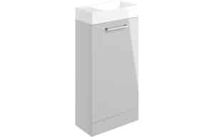 Volta 410mm Floor Standing 1 Door Basin Unit w/Basin - Grey Gloss