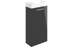 Volta 410mm Floor Standing 1 Door Basin Unit w/Basin - Anthracite Gloss