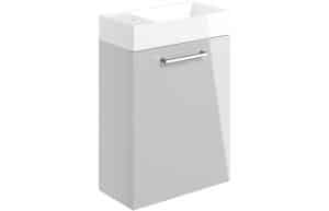Volta 410mm Wall Hung 1 Door Basin Unit w/Basin - Grey Gloss