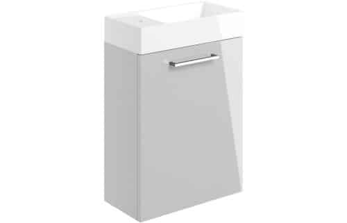 Volta 410mm Wall Hung 1 Door Basin Unit w/Basin - Grey Gloss