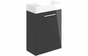 Volta 410mm Wall Hung 1 Door Basin Unit w/Basin - Anthracite Gloss