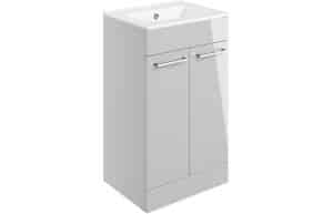 Volta 510mm Floor Standing 2 Door Basin Unit w/Basin - Grey Gloss