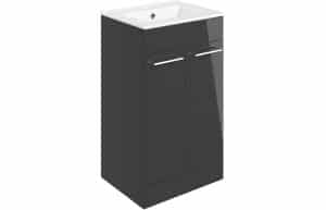 Volta 510mm Floor Standing 2 Door Basin Unit w/Basin - Anthracite Gloss
