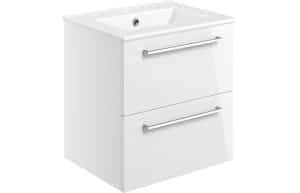 Volta 510mm Wall Hung 2 Drawer Basin Unit w/Basin - White Gloss