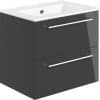 Volta 610mm Wall Hung 2 Drawer Basin Unit w/Basin - Anthracite Gloss