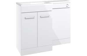 Venosa 1100mm Floor Standing LH L-Shape Pack w/Basin - White Gloss