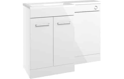 Venosa 1100mm Floor Standing RH L-Shape Pack w/Basin - White Gloss