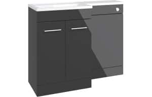 Venosa 1100mm Floor Standing LH L-Shape Pack w/Basin - Anthracite Gloss