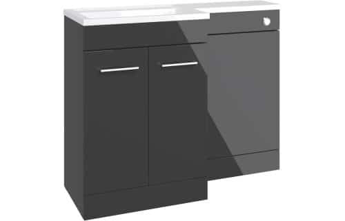 Venosa 1100mm Floor Standing RH L-Shape Pack w/Basin - Anthracite Gloss