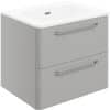 Gatsby 610mm 2 Drawer Wall Unit & Basin - Grey Gloss