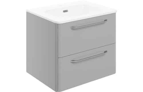 Gatsby 610mm 2 Drawer Wall Unit & Basin - Grey Gloss