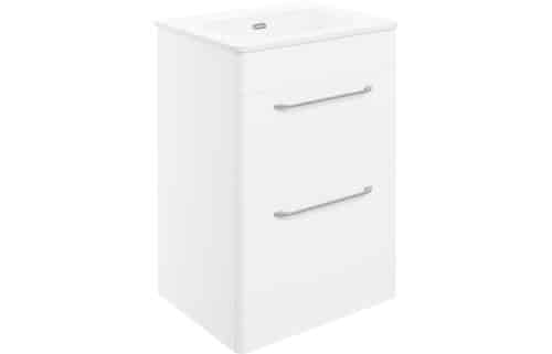 Gatsby 610mm 2 Drawer Floor Unit & Basin - White Gloss