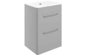 Gatsby 610mm 2 Drawer Floor Unit & Basin - Grey Gloss