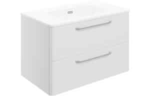 Gatsby 810mm 2 Drawer Wall Unit & Basin - White Gloss