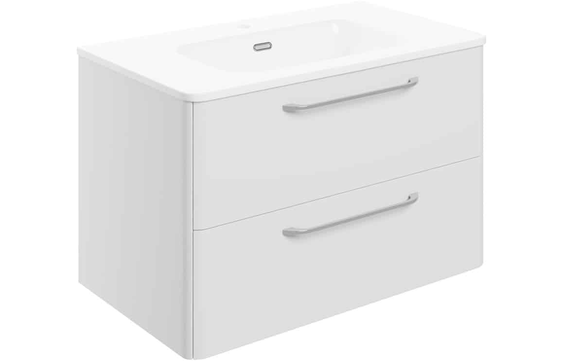 Gatsby 810mm 2 Drawer Wall Unit & Basin - White Gloss - MPH