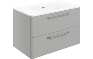 Gatsby 810mm 2 Drawer Wall Unit & Basin - Grey Gloss