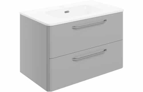 Gatsby 810mm 2 Drawer Wall Unit & Basin - Grey Gloss