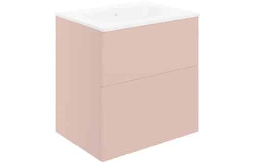 Statement 610mm 2 Drawer Wall Unit & Basin - Matt Antique Rose