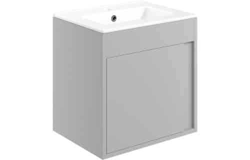 Elements 510mm Wall Hung Unit Inc. Basin - Matt Light Grey