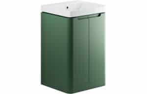 Lambra 500mm 2 Door Floor Standing Cloakroom Basin Unit - Matt Sage Green
