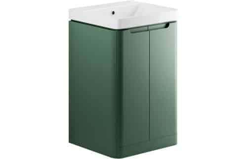 Lambra 500mm 2 Door Floor Standing Cloakroom Basin Unit - Matt Sage Green