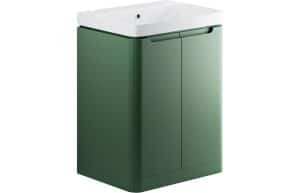 Lambra 600mm 2 Door Floor Standing Basin Unit - Matt Sage Green