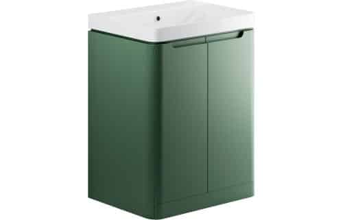 Lambra 600mm 2 Door Floor Standing Basin Unit - Matt Sage Green