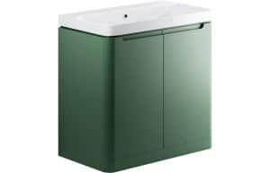 Lambra 800mm 2 Door Floor Standing Basin Unit - Matt Sage Green