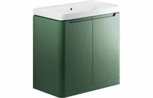Lambra 800mm 2 Door Floor Standing Basin Unit - Matt Sage Green