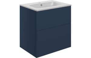 Statement 610mm 2 Drawer Wall Unit & Basin - Matt Deep Blue