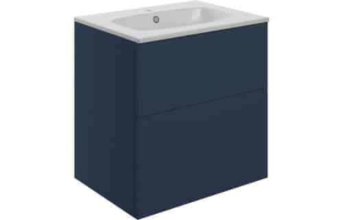 Statement 610mm 2 Drawer Wall Unit & Basin - Matt Deep Blue