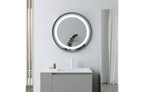 Halo 600mm Round Front-Lit LED Mirror - Matt Black - Image 3