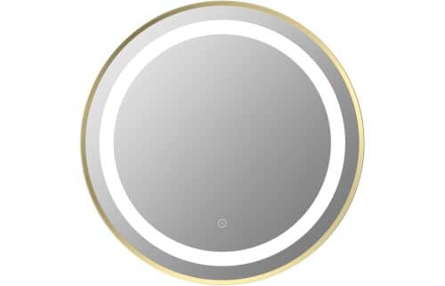 Halo 600mm Round Front-Lit LED Mirror - Brushed Brass