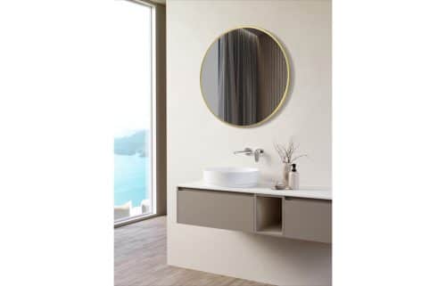 Kenji 600mm Round Mirror - Brushed Brass - Image 2