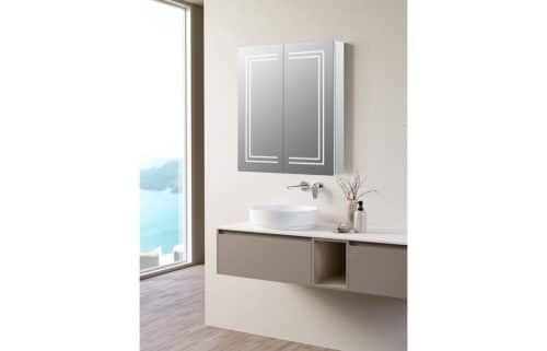 Suki 600mm 2 Door Front-Lit LED Mirror Cabinet - Image 6