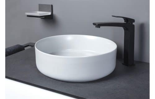 Luxey 355mm Ceramic Round Washbowl & Waste - Matt White - Image 2