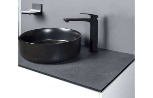 Luxey 355mm Ceramic Round Washbowl & Waste - Matt Black - Image 2