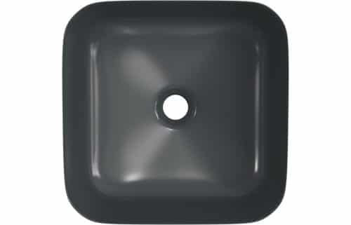Luxey 400mm Ceramic Square Washbowl & Waste - Matt Black - Image 4